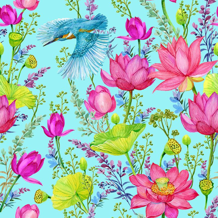 EISVÖGEL UND MOHNBLUMEN (EISVÖGEL AUF DER WIESE) / aqua - Softshell 