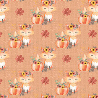FOXES AND PUMPKINS pat. 2 / orange (FOXES AND PUMPKINS) - Nylon fabric Pumi