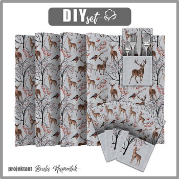 NAPKINS AND RUNNER - WINTER ANIMALS (WINTER IN PARK) - sewing set