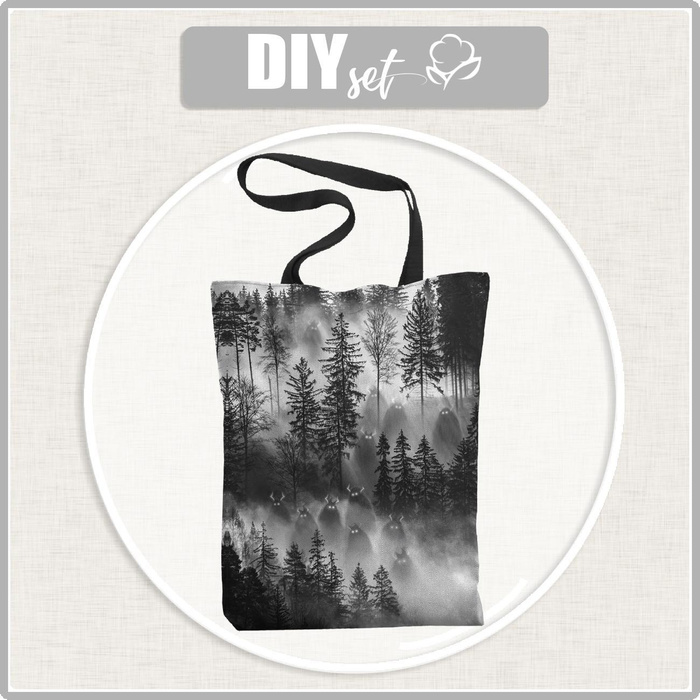 SHOPPER BAG - CIEMIENIAKI BEASTS - Waterproof woven fabric - sewing set
