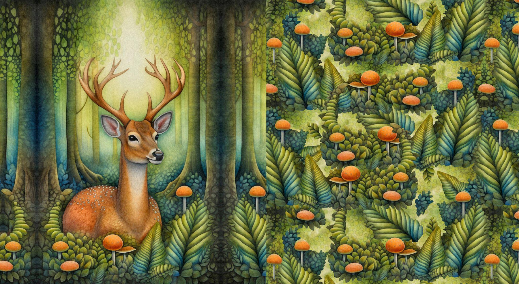 BOHO DEER - panel (75cm x 80cm) tkanina bawełniana