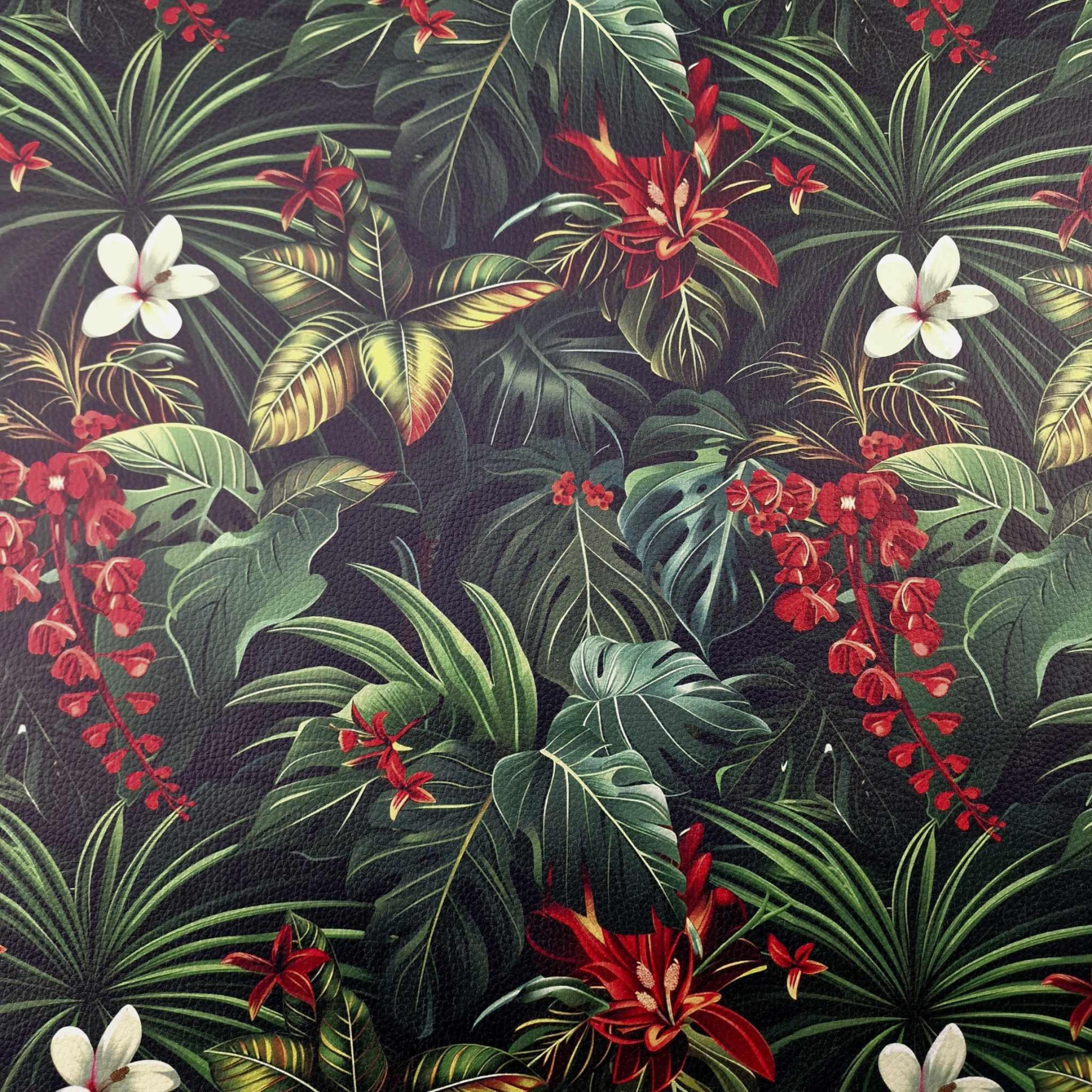 WILD JUNGLE wz.13 (MONSTERA) 46 cm x 50 cm - gruba ekoskóra tłoczona