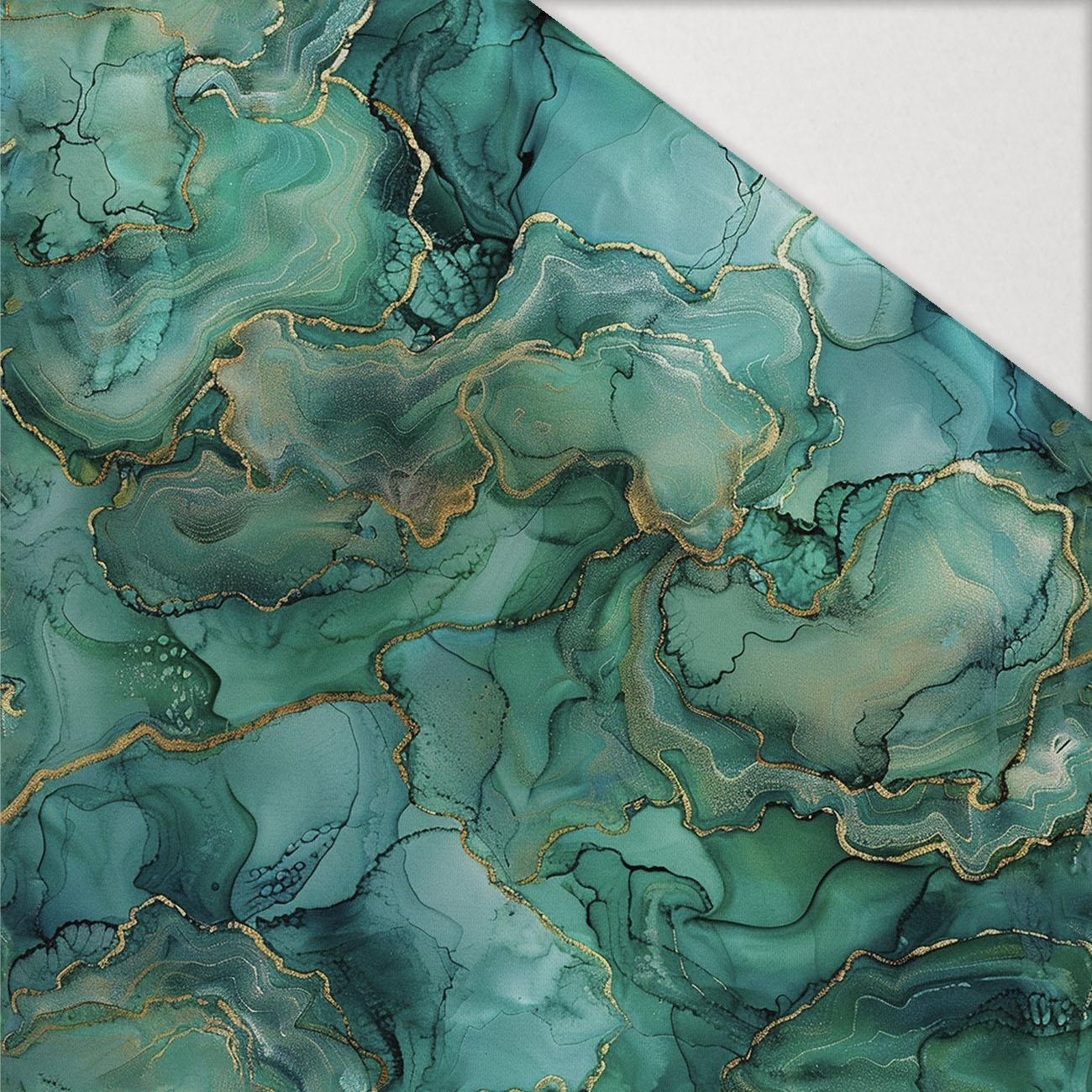 alcohol ink wz.7 TEAL - Hydrofobowa dzianina drapana 