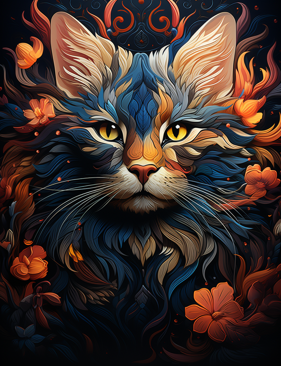 ANIMALS MANDALA wz.3 (CAT) - PANEL (75cm x 80cm) dzianina pętelkowa z elastanem ITY