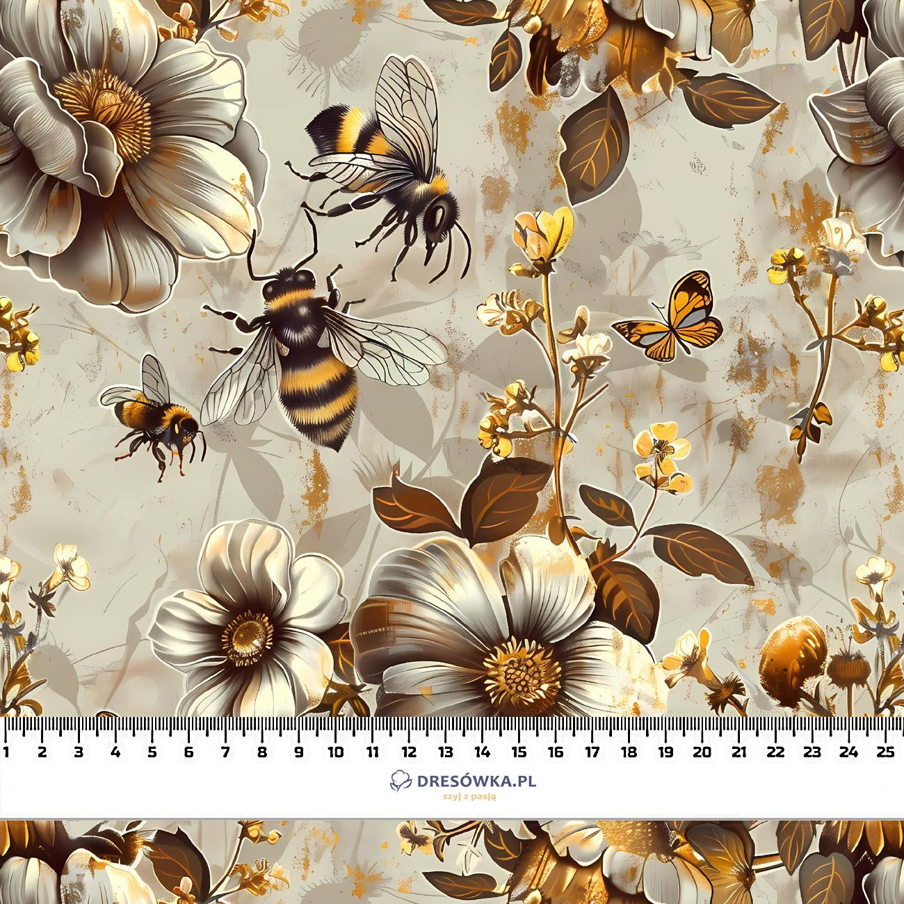BEES & FLOWERS - Muślin bawełniany