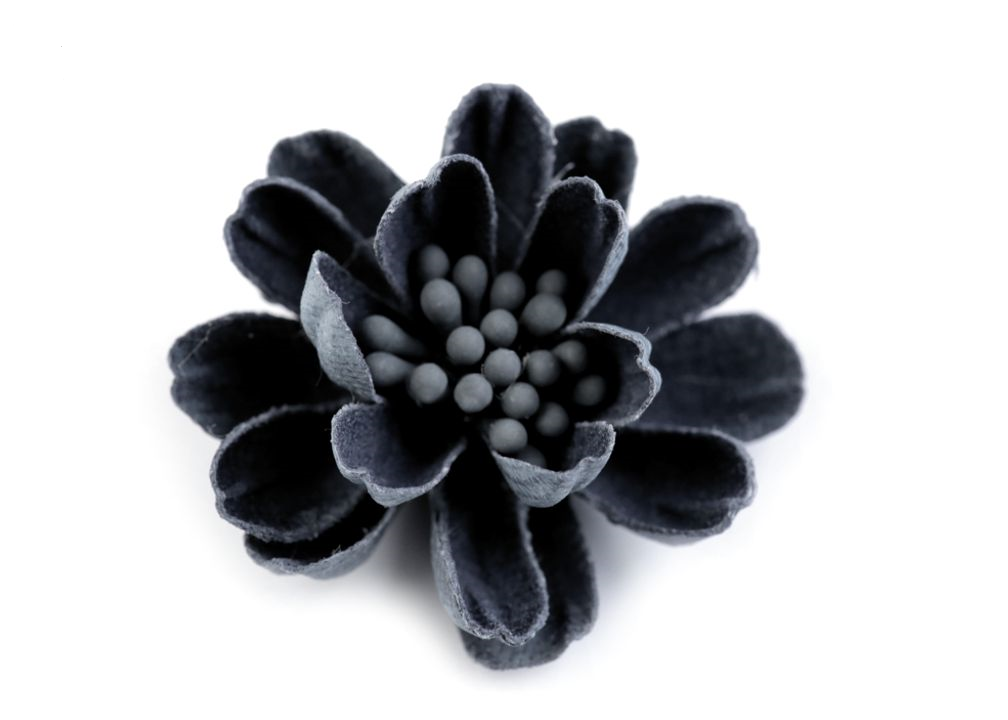 Aplikacja - bawełniany kwiatek 3D - granatowy