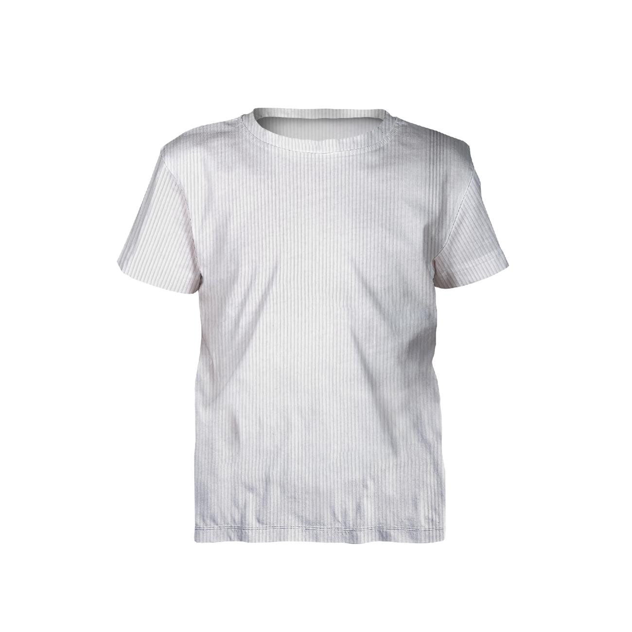 Zestaw DIY – T-shirt dziecięcy z bawełnianej dzianiny RIB JERSEY - BIAŁY