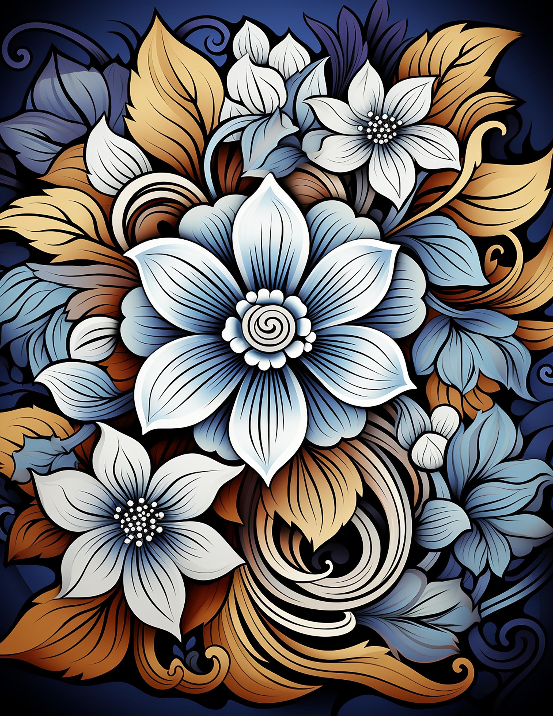 BOUQUET OF FLOWERS WZ.2 - panel (60cm x 50cm) - Welur tapicerski