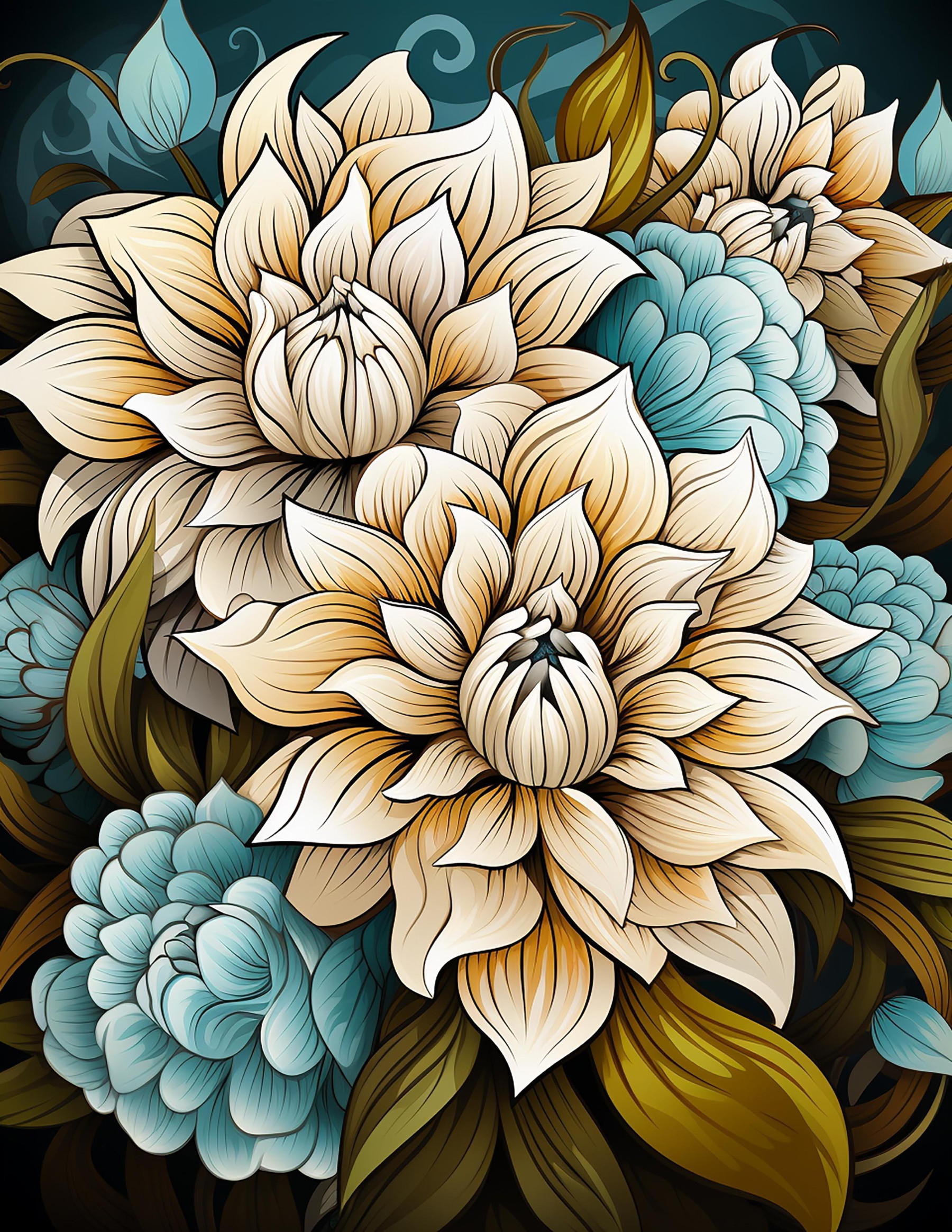 BOUQUET OF FLOWERS WZ.4 - PANEL (60cm x 50cm) dzianina pętelkowa z elastanem ITY