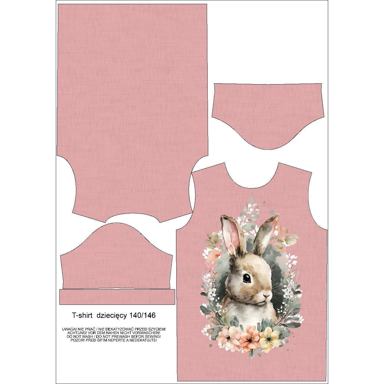 T-SHIRT DZIECIĘCY - BABY BUNNY - zestaw do uszycia (92/98)