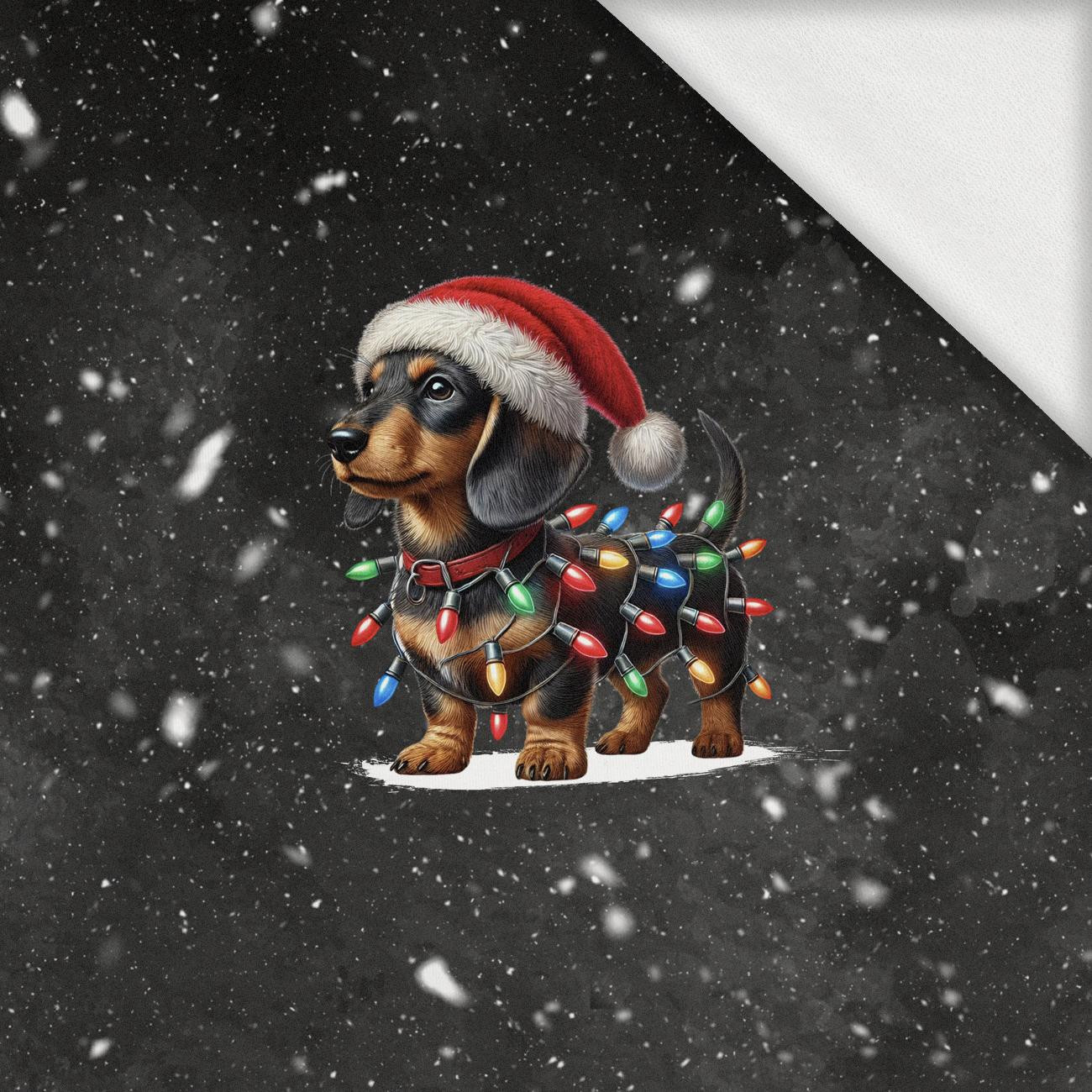 CHRISTMAS DOG wz. 3 - PANEL (60cm x 50cm) dzianina pętelkowa z elastanem ITY