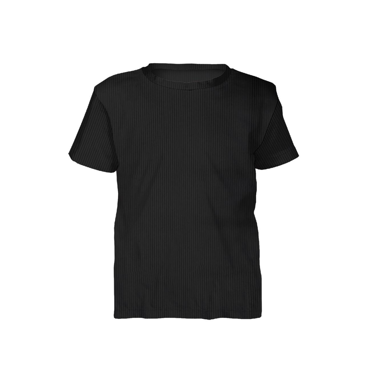 Zestaw DIY – T-shirt dziecięcy z bawełnianej dzianiny RIB JERSEY - CZARNY
