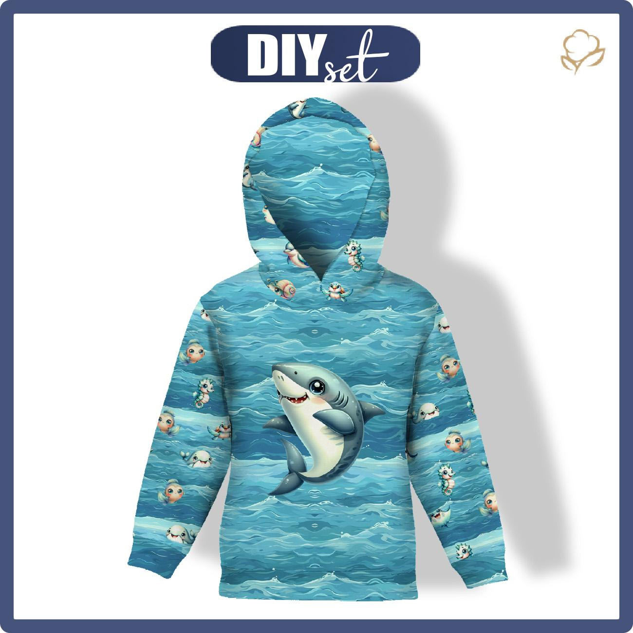 DZIECIĘCA BLUZA Z KAPTUREM (ALEX) - SHARK (SEA ANIMALS WZ. 1) - zestaw do uszycia