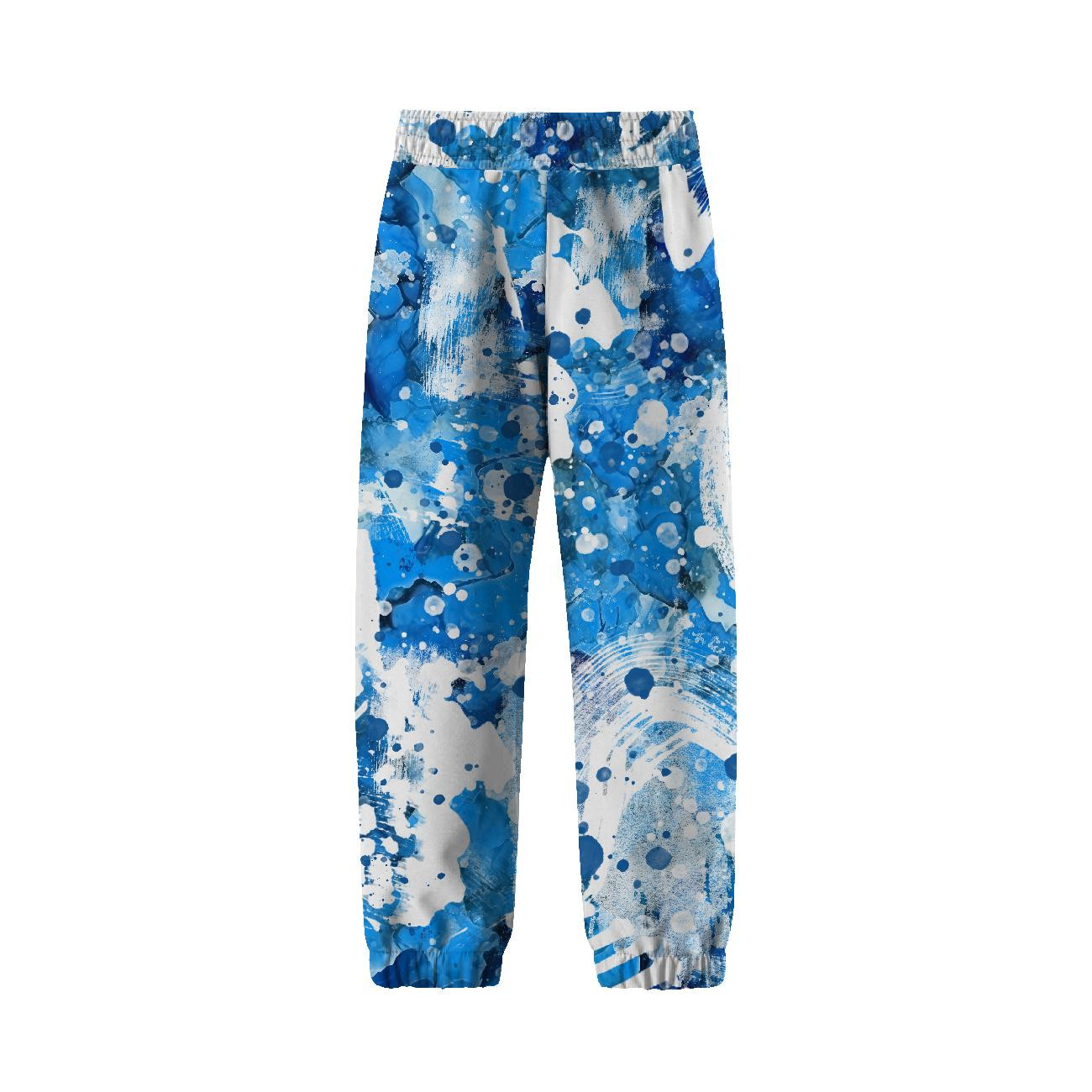 DZIECIĘCE SPODNIE Z SOFTSHELLU (YETI) - BLUE SPLATTER - zestaw do uszycia
