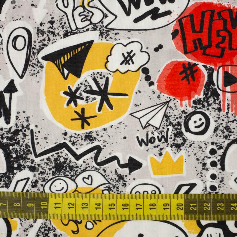 GRAFFITI WZ. 2 / żółty (SZKOLNE RYSUNKI) - dresówka pętelkowa