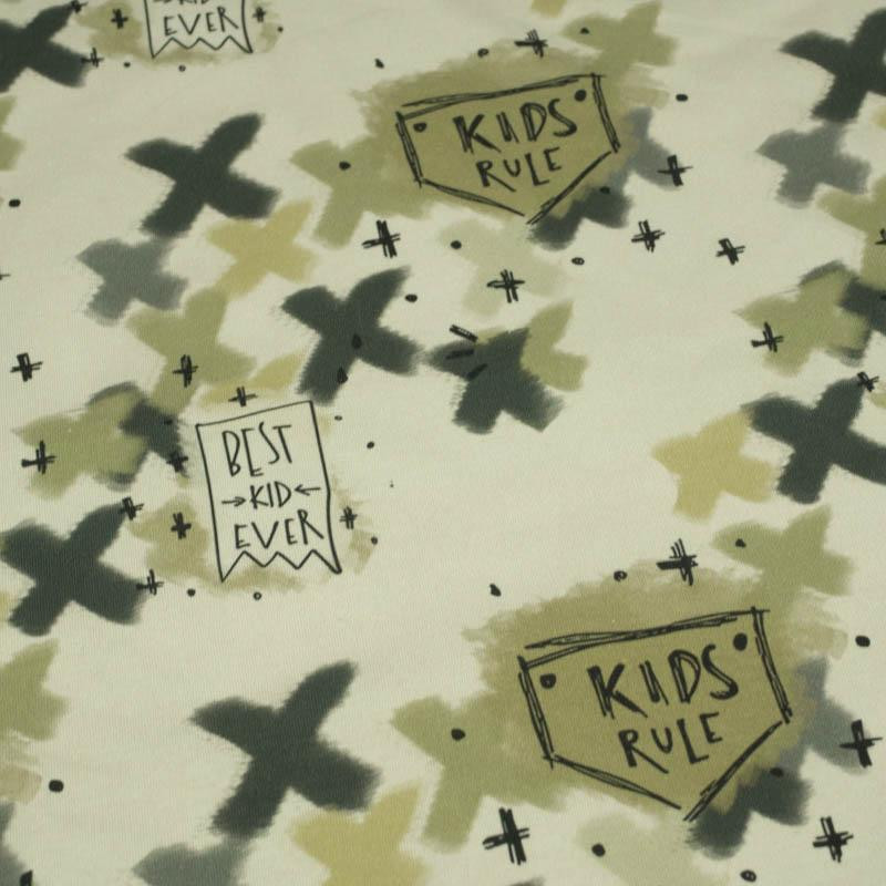 KIDS RULE (SZKOLNE RYSUNKI) - single jersey z elastanem 