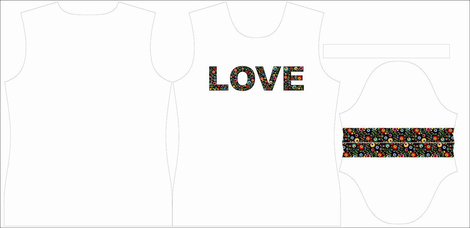 T-SHIRT DAMSKI - LOVE / FOLK - single jersey XXXL