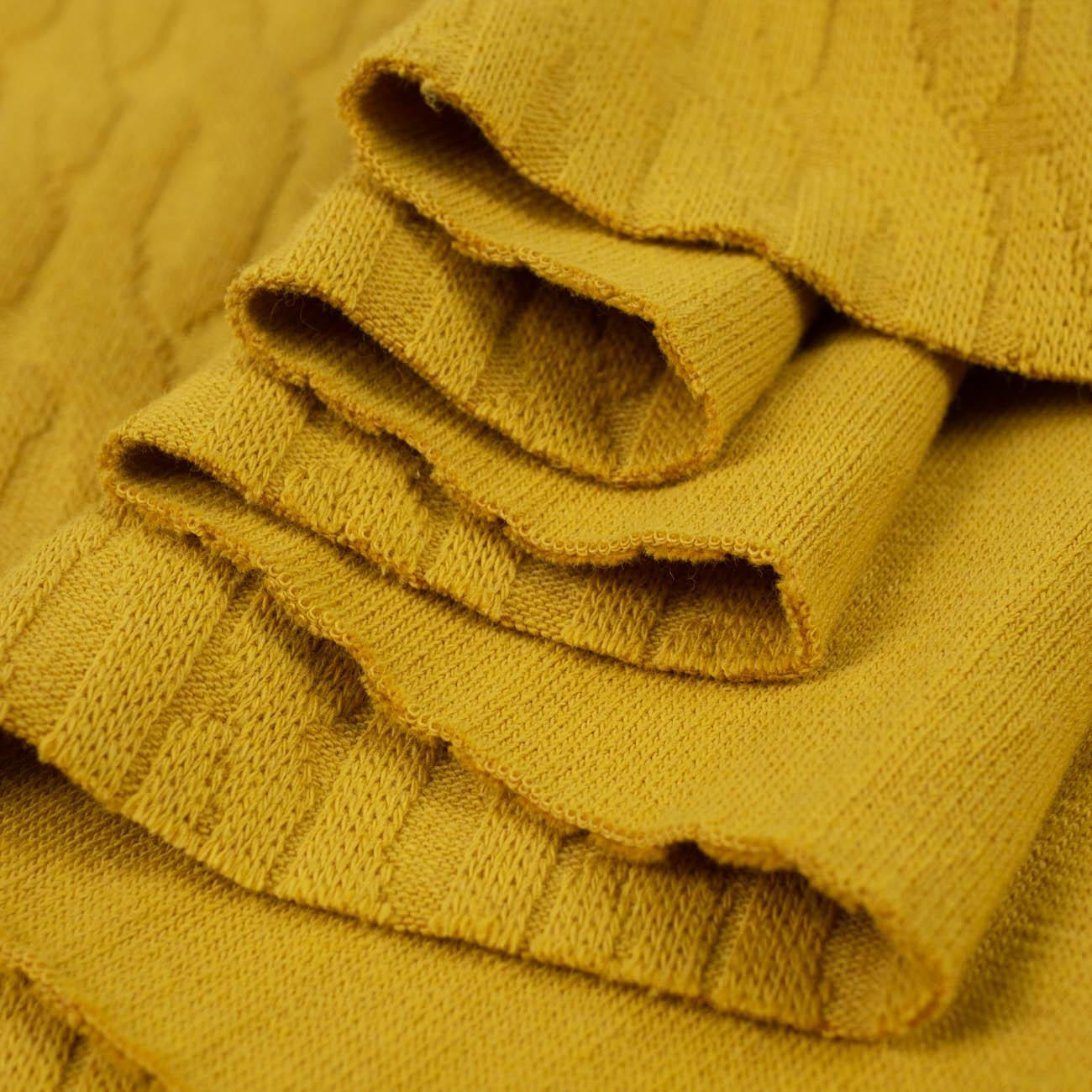 Musztardowy - dzianina swetrowa warkocz 420g