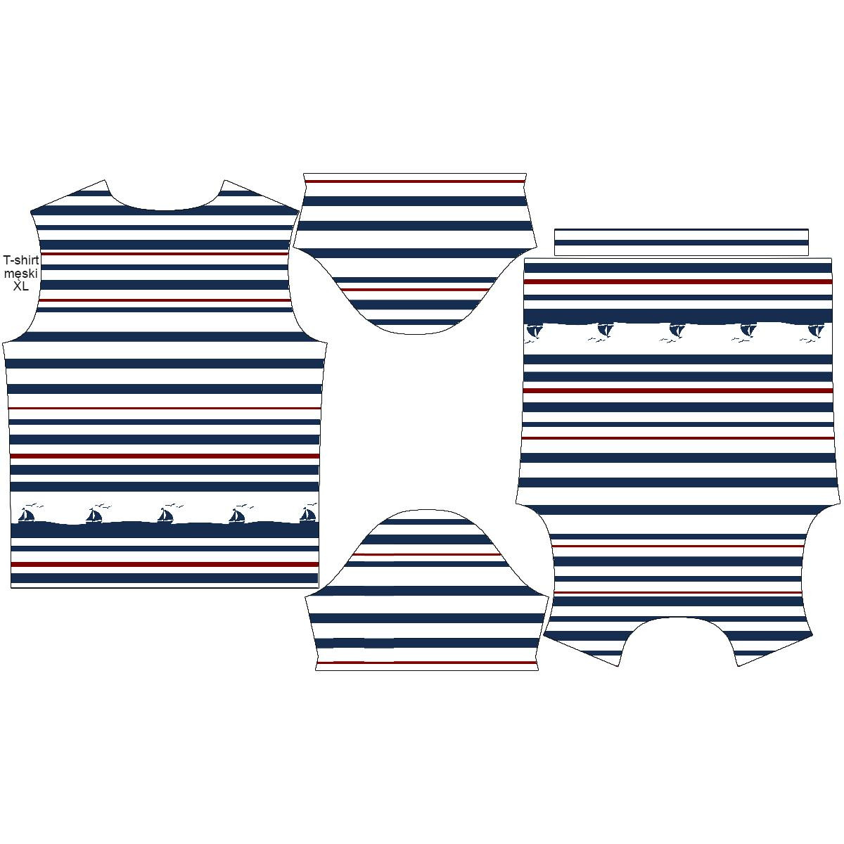T-SHIRT MĘSKI - STATKI / paski (marine) - single jersey