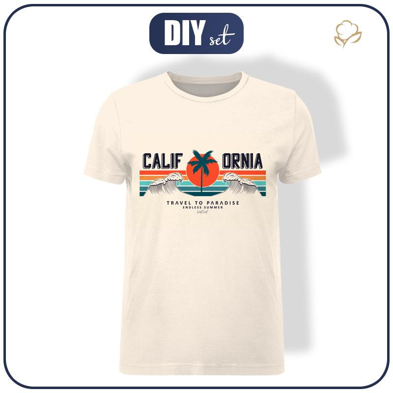 T-SHIRT MĘSKI - CALIFORNIA wz. 1 / beżowy - single jersey