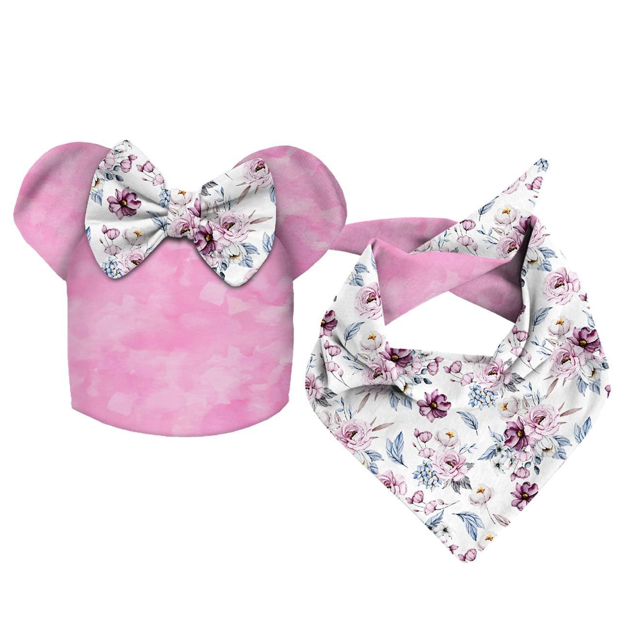 DZIECIĘCA CZAPKA I CHUSTA (MOUSE) - AKWARELOWY BUKIET WZ. 2 59-61