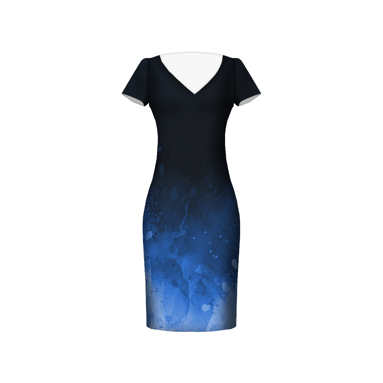 KLEKSY (classic blue) / czarny - panel sukienkowy krepa