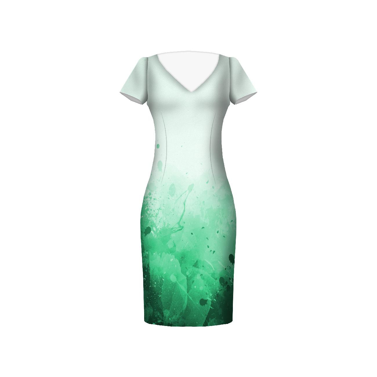 KLEKSY (zielony) - panel sukienkowy krepa