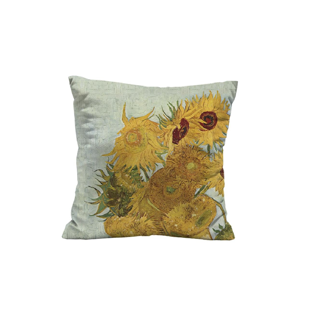 PODUSZKA 45X45 - SŁONECZNIKI (Vincent van Gogh) - welur tapicerski - zestaw do uszycia