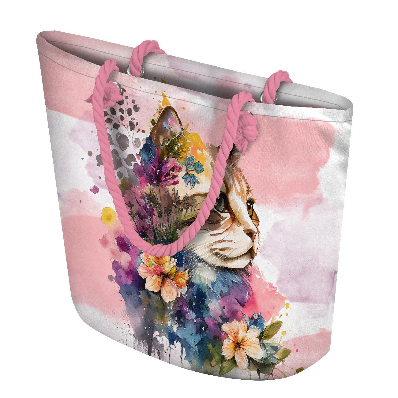 TORBA SHOPPER - WATERCOLOR CAT WZ. 1 - zestaw do uszycia