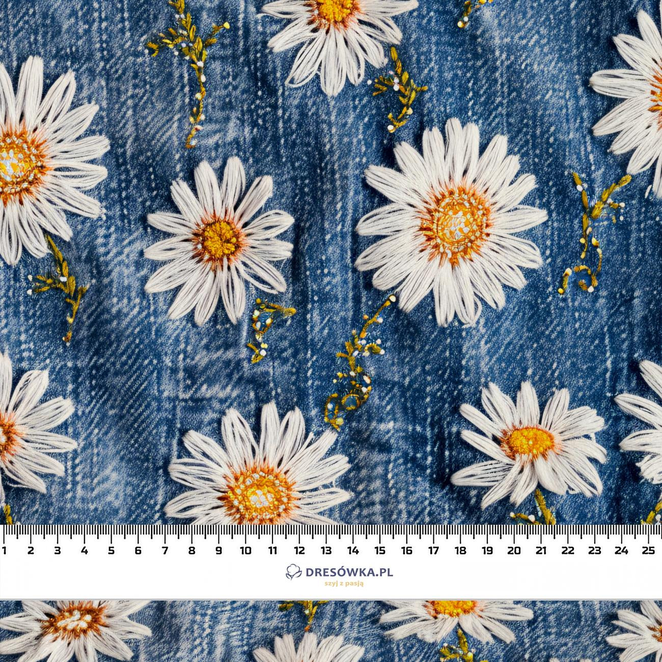 DAISIES DENIM IMITATION WZ. 2- Welur tapicerski