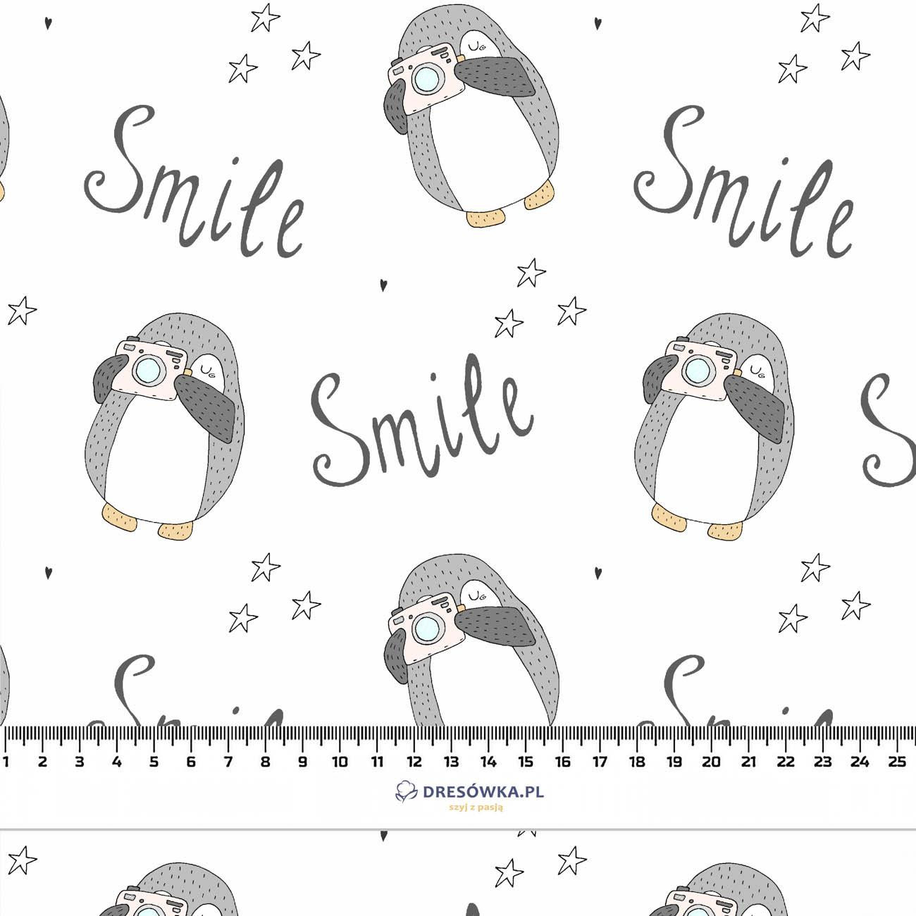 FOTO PINGWIN SMILE / biały - dzianina drapana z elastanem ITY