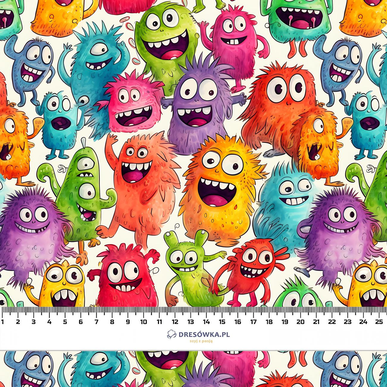 FUNNY MONSTERS WZ. 3 - Muślin bawełniany