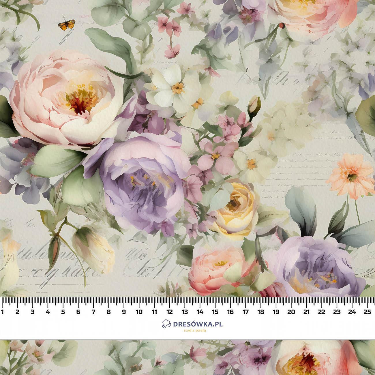 VINTAGE FLOWERS WZ. 15 - lekka dzianina drapana