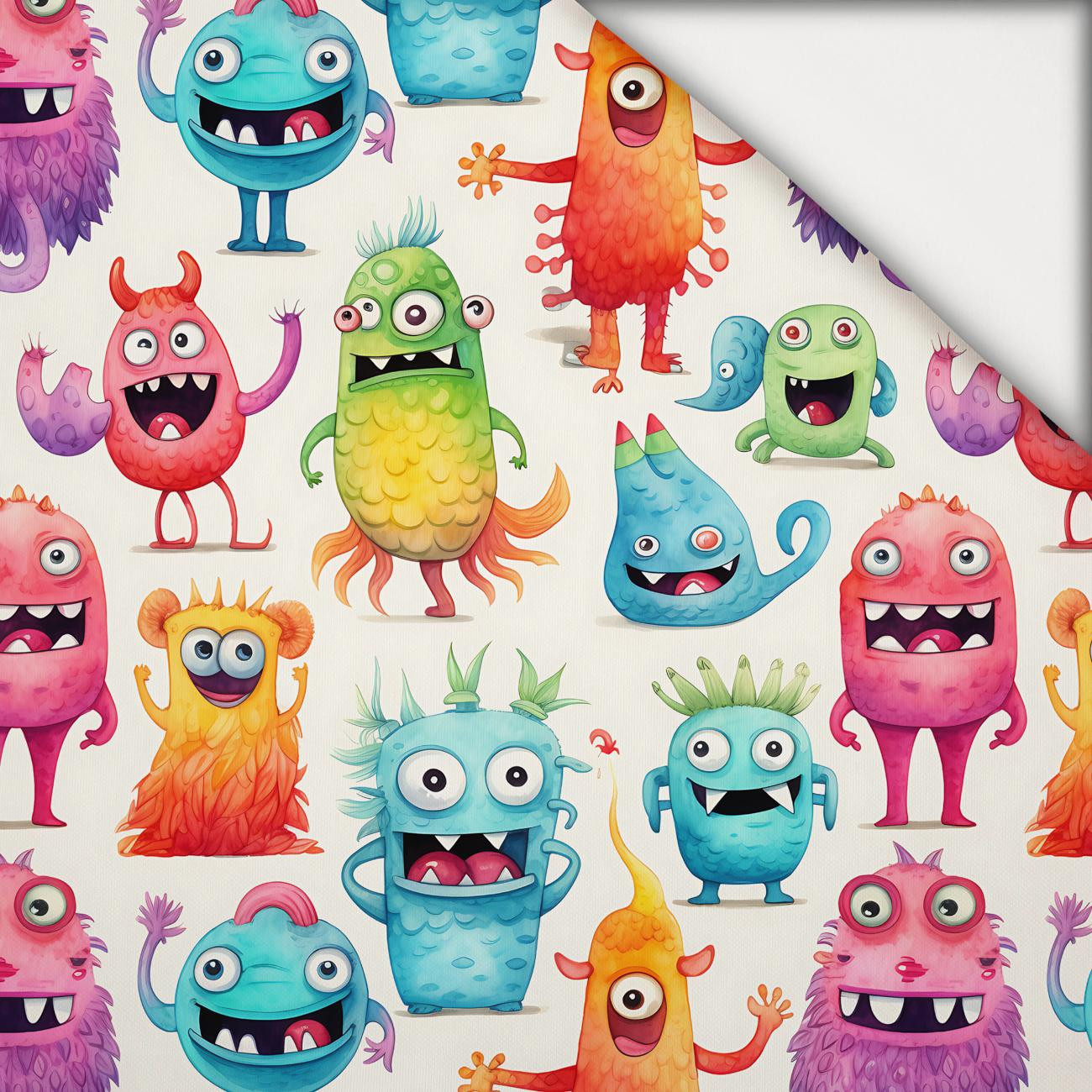 FUNNY MONSTERS WZ. 2 - lekka dzianina drapana