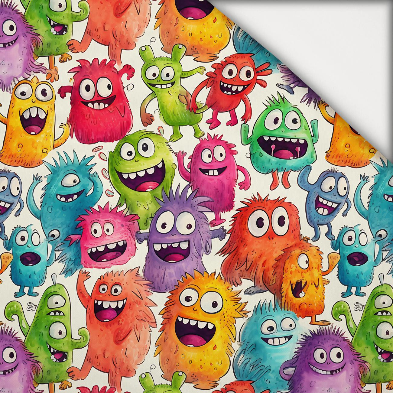 FUNNY MONSTERS WZ. 3 - lekka dzianina drapana