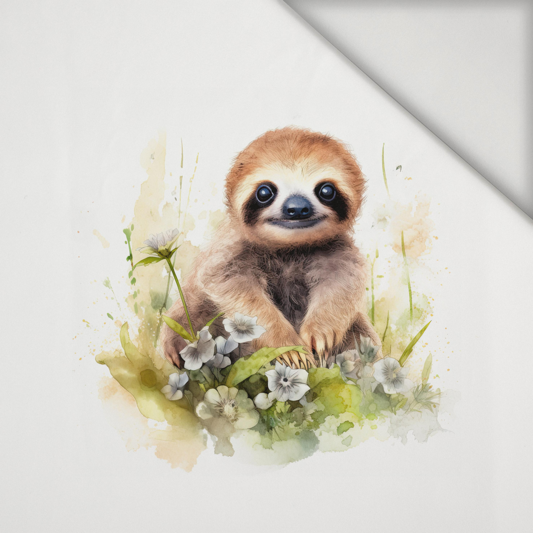 WATERCOLOR SLOTH - panel (60cm x 50cm) lycra 300g