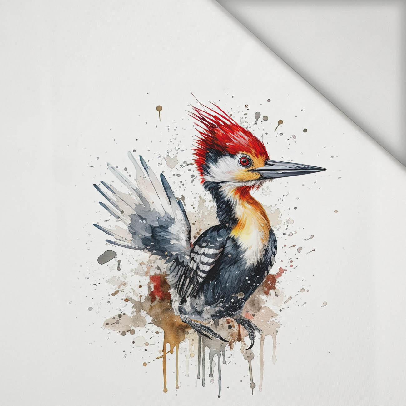 WATERCOLOR WOODPECKER - PANEL (75cm x 80cm) lycra 300g