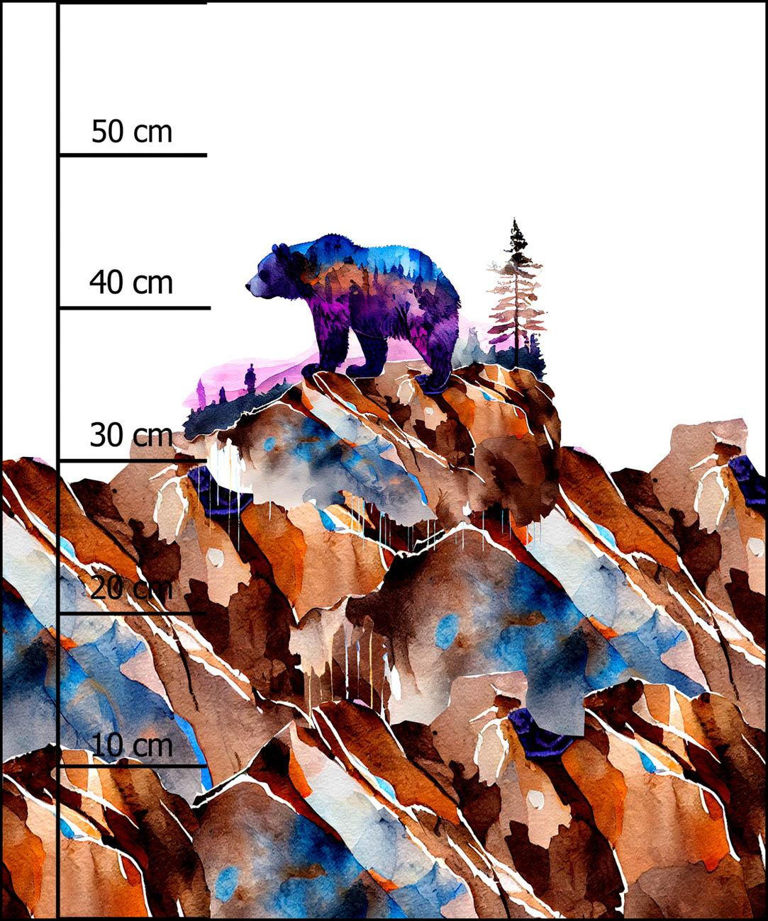 BEAR ON A ROCK - PANEL (60cm x 50cm) tkanina bawełniana