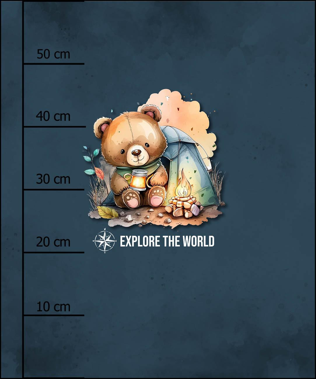 EXPLORE THE WORLD - PANEL (60cm x 50cm) dzianina pętelkowa z elastanem ITY