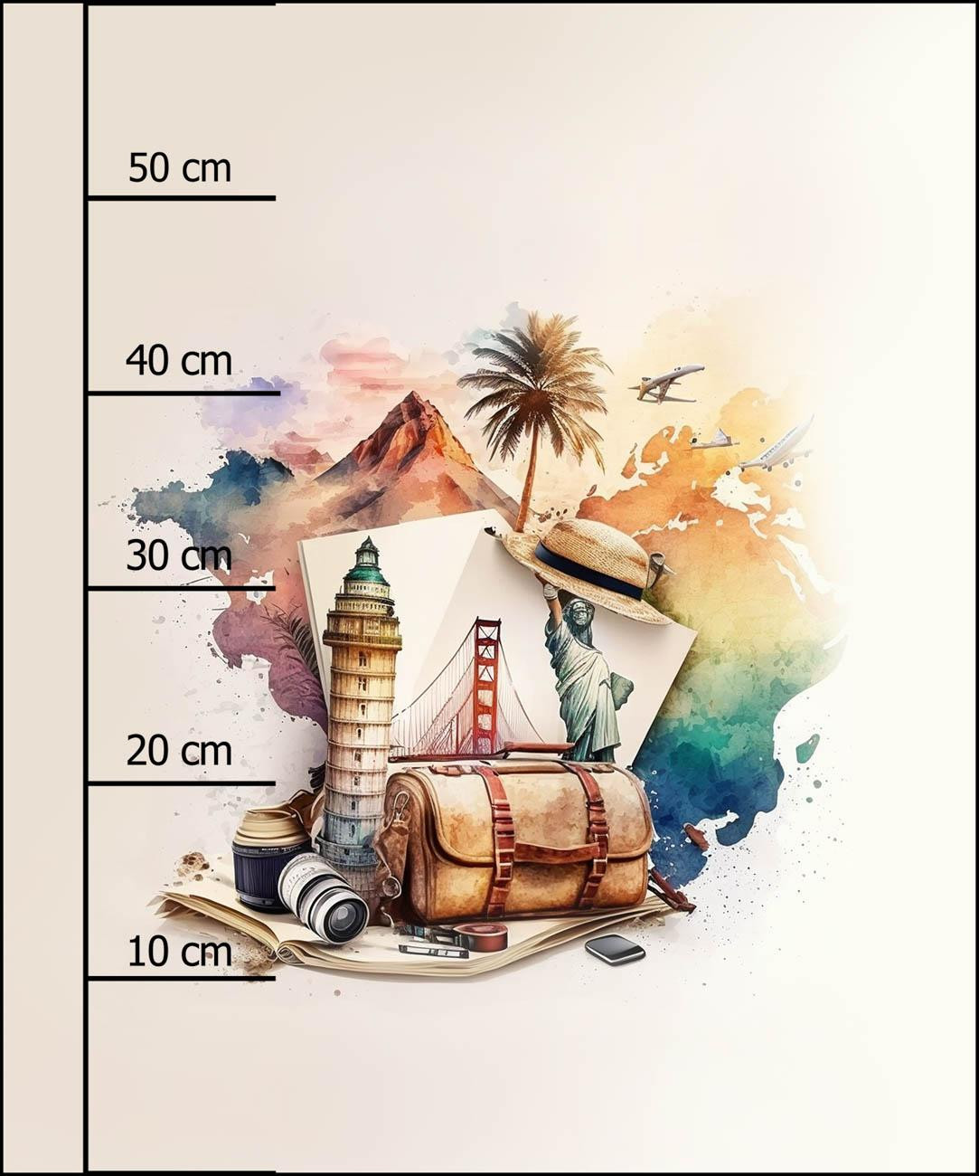 TRAVEL TIME WZ. 3 - PANEL (60cm x 50cm) tkanina bawełniana