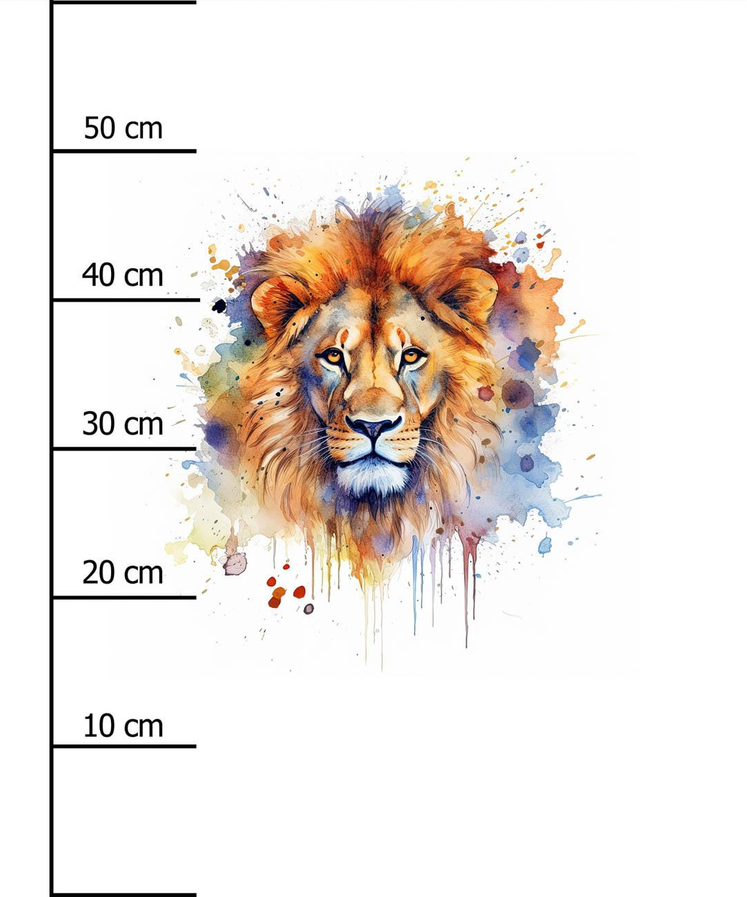 WATERCOLOR LION - PANEL (60cm x 50cm) dzianina drapana z elastanem ITY