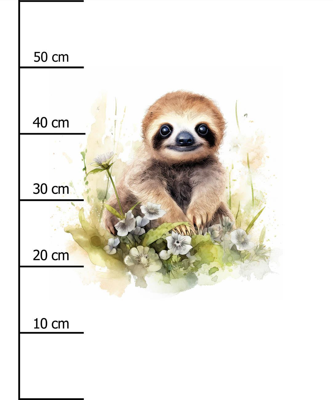 WATERCOLOR SLOTH WZ. 2 - panel (60cm x 50cm) dzianina pętelkowa