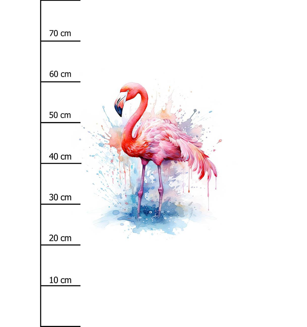 WATERCOLOR FLAMINGO - panel (75cm x 80cm) SINGLE JERSEY