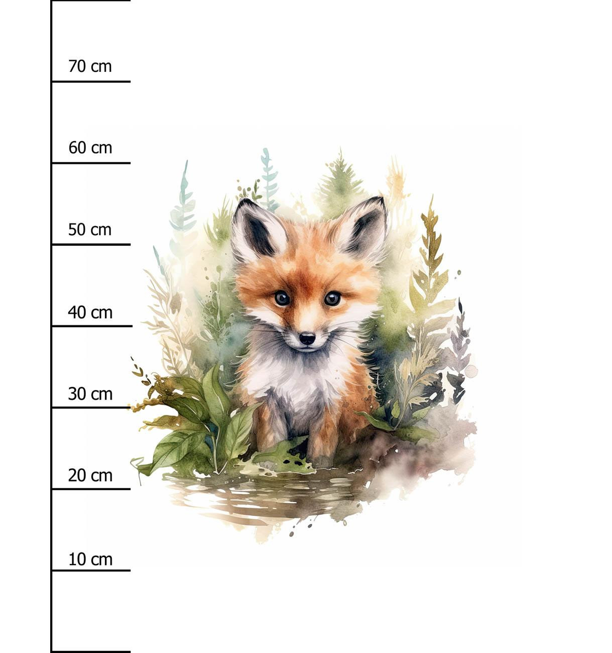 WATERCOLOR FOX - panel (75cm x 80cm) tkanina bawełniana
