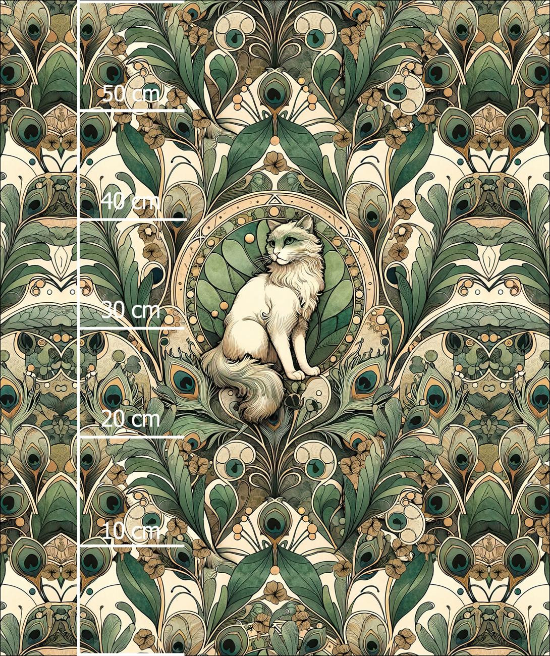 ART NOUVEAU CATS & FLOWERS WZ. 1 - PANEL (60cm x 50cm) SINGLE JERSEY