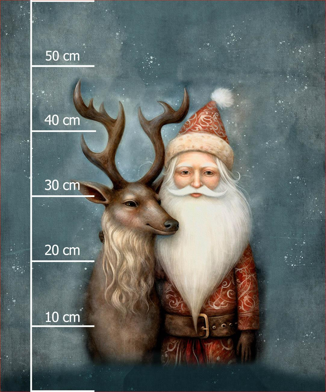 VINTAGE SANTA CLAUS - PANEL (60cm x 50cm) tkanina bawełniana