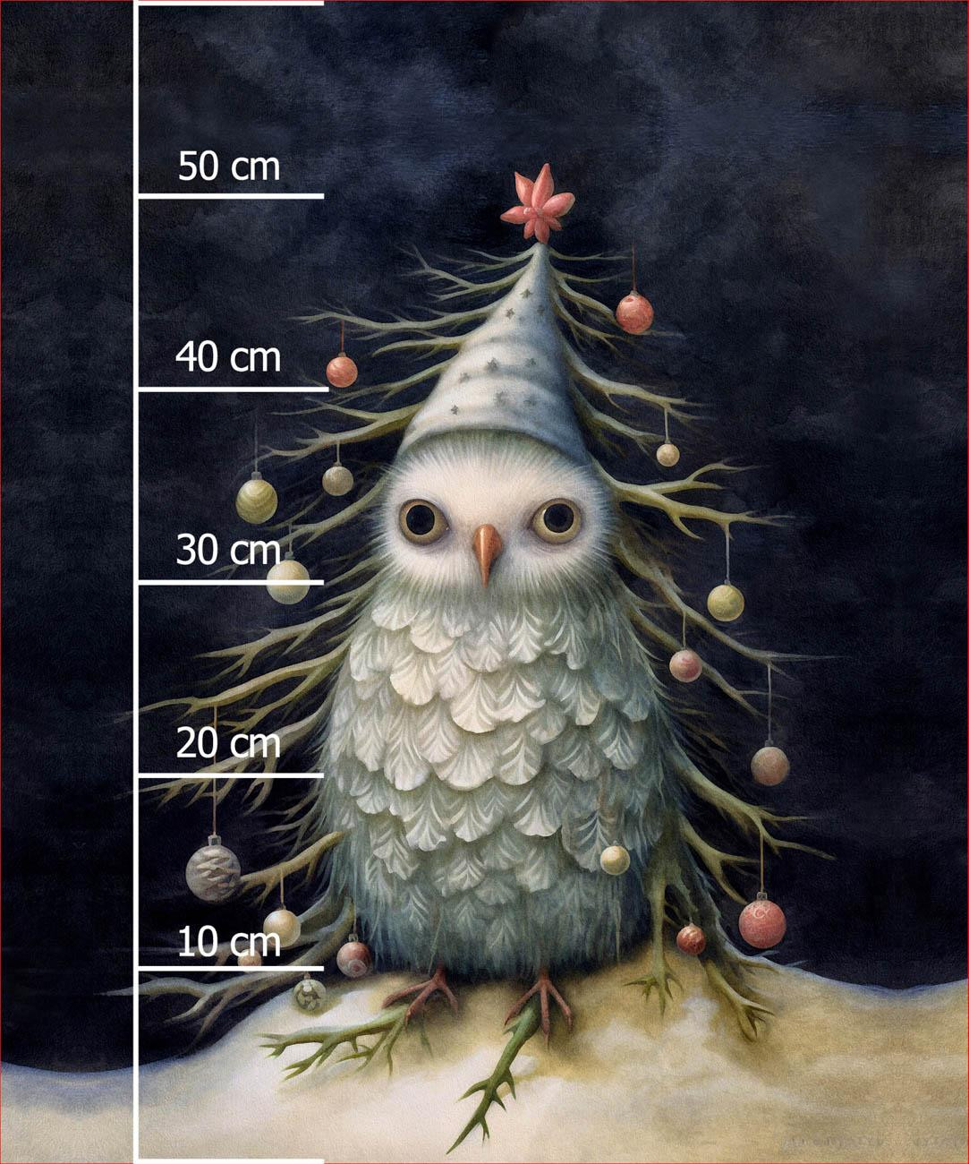 VINTAGE CHRISTMAS OWL wz. 1 - PANEL (60cm x 50cm) dzianina drapana z elastanem ITY
