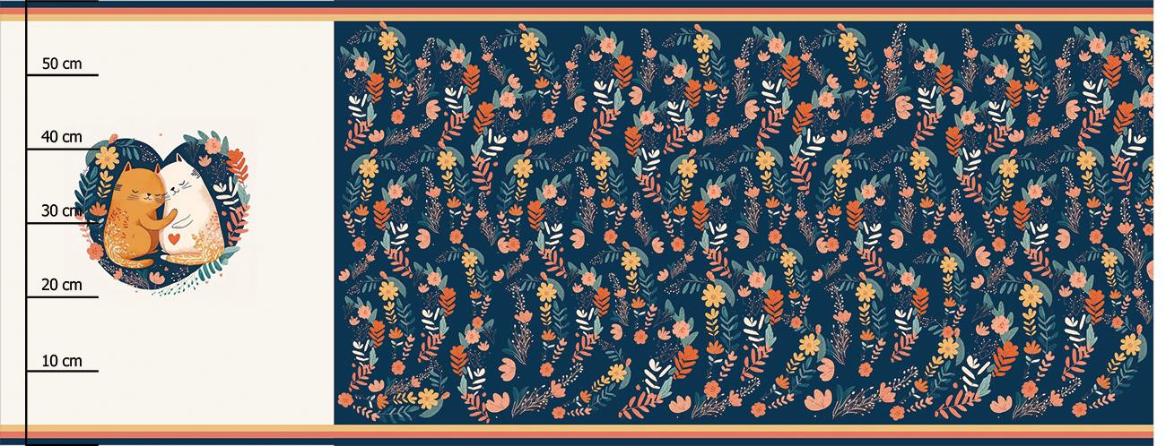 CATS IN LOVE - panel panoramiczny dzianina drapana z elastanem ITY (60cm x 155cm)