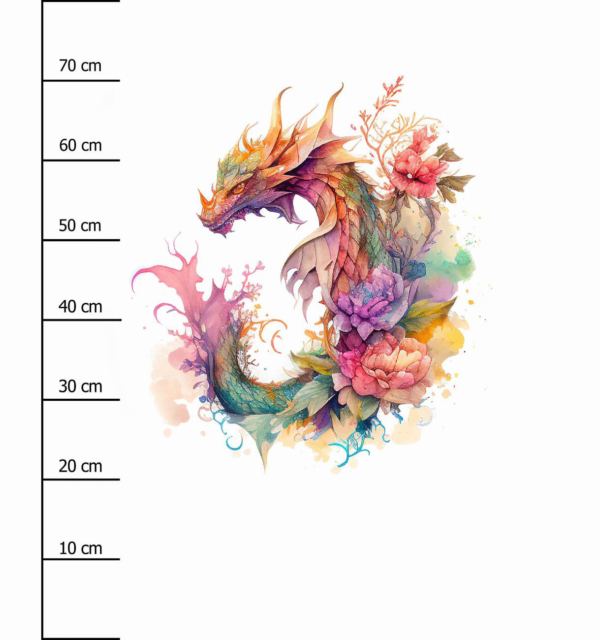 WATERCOLOR DRAGON WZ. 2 - panel (75cm x 80cm) SINGLE JERSEY