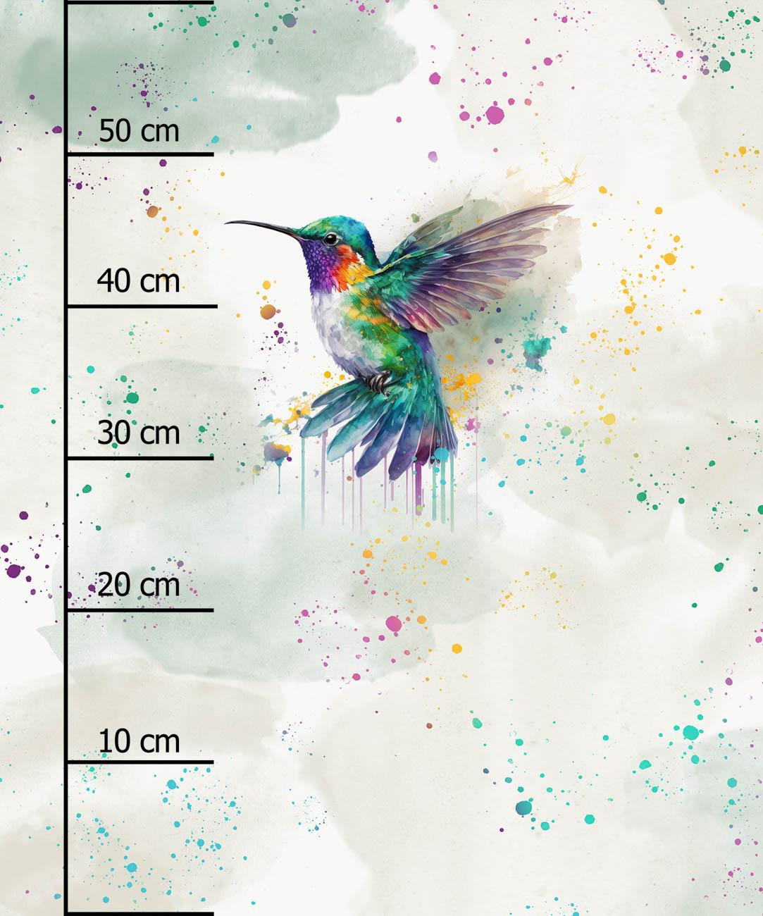 WATERCOLOR HUMMINGBIRD - panel (60cm x 50cm) dzianina pętelkowa